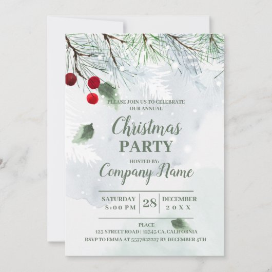 Invitation Elegant Cocktail de Noël (Devant)