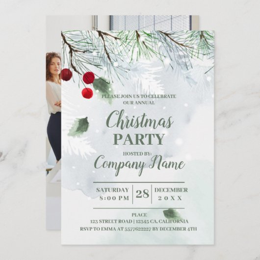 Invitation Elegant Cocktail de Noël (Devant / Derrière)