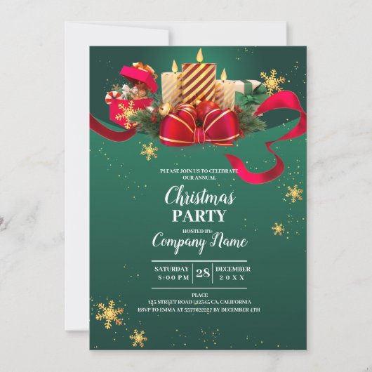 Invitation Elegant Cocktail de Noël (Devant)