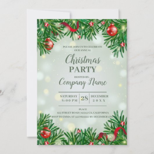 Invitation Elegant Cocktail de Noël (Devant)