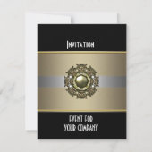 Invitation Élégant Cocktail Party Noir Argent Bronze (Dos)