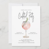 Invitation Élégant Cocktail Party rose (Devant)