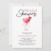 Invitation Élégant Cocktail Rose Fête des mariées Bow (Devant)