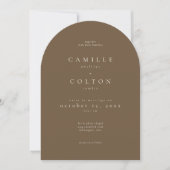 Invitation Elegant Cocoa Brown Minimalist Arch Wedding (Devant)