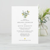Invitation Élégant Code QR Citron Aquarelle Mariage (Debout devant)