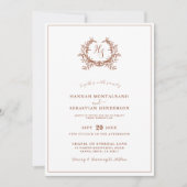 Invitation Élégant Code QR de Blason de Monogramme en Terraco (Devant)