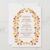 Invitation Élégant Code QR de Cadre de Feuille d'Automne Mini (Devant)