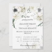Invitation Élégant Code QR de Fleurs de Verdure Blanches pour (Devant)