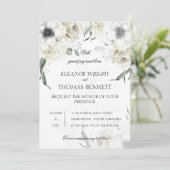 Invitation Élégant Code QR de Fleurs de Verdure Blanches pour (Debout devant)