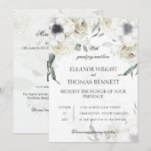 Invitation Élégant Code QR de Fleurs de Verdure Blanches pour (Devant / Derrière)