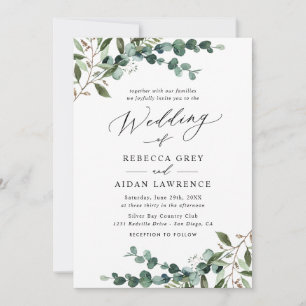 Invitation Élégant Code QR de la verdure Mariage tout-en-un