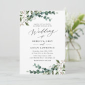 Invitation Élégant Code QR de la verdure Mariage tout-en-un (Debout devant)