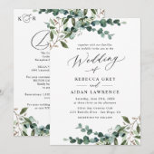 Invitation Élégant Code QR de la verdure Mariage tout-en-un (Devant / Derrière)