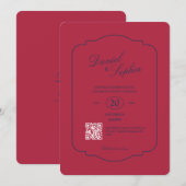 Invitation Élégant code QR de mariage (Devant / Derrière)