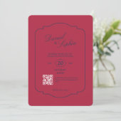 Invitation Élégant code QR de mariage (Debout devant)