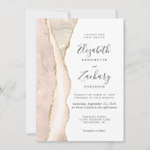 Invitation Élégant Code QR de mariage Agate Or Ivoire (Devant)