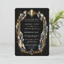Élégant Code QR de mariage de casino Art Déco doré