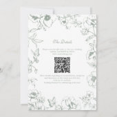 Invitation Élégant code QR de mariage de jardin floral vert s (Dos)