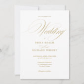 Invitation Élégant Code QR de Mariage Moderne en Écriture Dor (Devant)