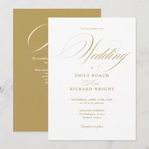 Invitation Élégant Code QR de Mariage Moderne en Écriture Dor