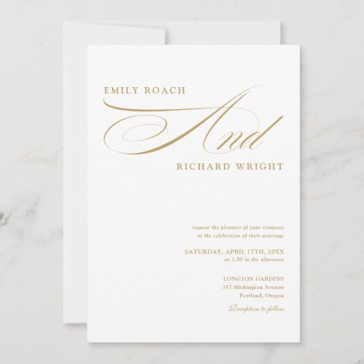 Invitation Élégant Code QR de Mariage Moderne en Écriture Dor (Devant)