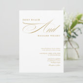 Invitation Élégant Code QR de Mariage Moderne en Écriture Dor (Debout devant)