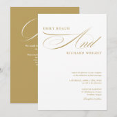 Invitation Élégant Code QR de Mariage Moderne en Écriture Dor (Devant / Derrière)