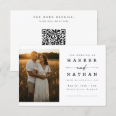 Invitation Élégant Code QR de Photo de Mariage de Script Mode (Devant / Derrière)