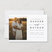 Invitation Élégant Code QR de Photo de Mariage de Script Mode (Devant)