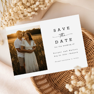 Invitation Élégant Code QR de Photo de Mariage de Script Mode