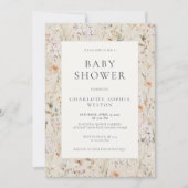 Invitation Élégant Code QR Fleur Sauvage Shower Bébé Beige (Devant)