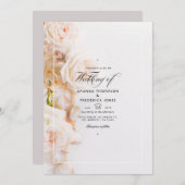 Invitation Elégant code QR floral RSVP Beach Wedding (Devant / Derrière)
