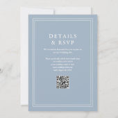 Invitation Elégant code QR frontière Dusty Blue Mariage (Dos)