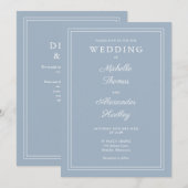 Invitation Elégant code QR frontière Dusty Blue Mariage (Devant / Derrière)