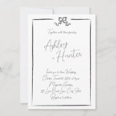 Invitation Élégant code QR Main noire traînée Bow (Devant)