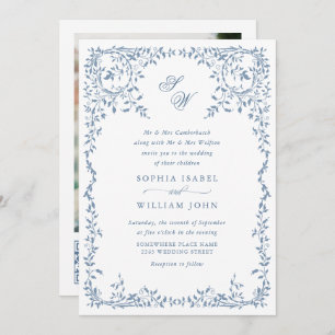Invitation Élégant code QR Mariage de cadre Floral Ornate fra