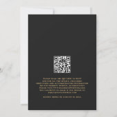 Invitation Élégant Code QR Mariage Noir Or Blanc Écriture (Dos)