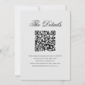 Invitation Élégant Code QR Mariage Rose Noir & Blanc Fantaisi (Dos)
