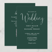 Invitation Élégant code QR moderne Emerald Green Mariage (Devant / Derrière)