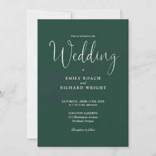 Invitation Élégant code QR moderne Emerald Green Mariage