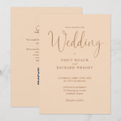 Invitation Élégant Code QR Moderne Mariage Douce Pêche (Devant / Derrière)