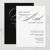 Invitation Élégant Code QR Moderne Mariage Noir et Blanc (Devant / Derrière)