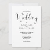 Invitation Élégant Code QR moderne Mariage noir et blanc (Devant)