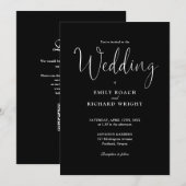 Invitation Élégant Code QR moderne Mariage noir et blanc (Devant / Derrière)