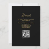 Invitation Élégant Code QR moderne Mariage noir et or (Dos)