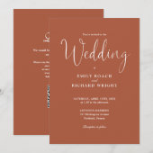 Invitation Élégant Code QR Moderne Mariage Terre Cuite (Devant / Derrière)