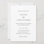 Invitation Élégant code QR noir et blanc pour mariage moderne (Devant)