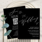 Invitation Élégant code QR noir tout en un Mariage moderne