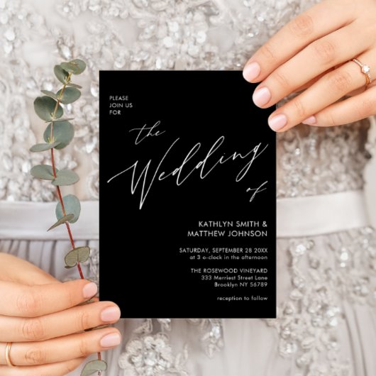 Invitation Élégant code QR noir tout en un Mariage moderne