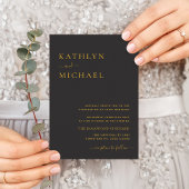 Invitation Élégant code QR noir tout en un Mariage moderne